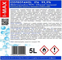 ALKOHOL IZOPROPYLOWY IZOPROPANOL IPA I-MAX 99,9% 5L