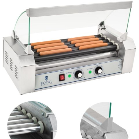 GRILL ROLKOWY Z SZYBĄ ROLLER GRILL Z ROLKAMI Z TEFLONU 5T