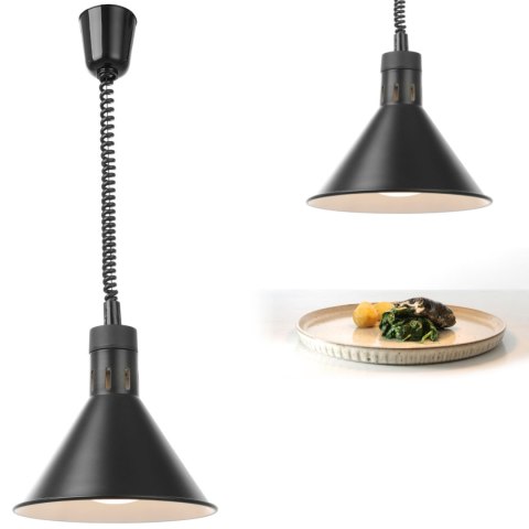 LAMPA DO PODGRZEWANIA POTRAW - WISZĄCA STOŻKOWA CZARNA ŚR. 275MM 250 W - HENDI 273845