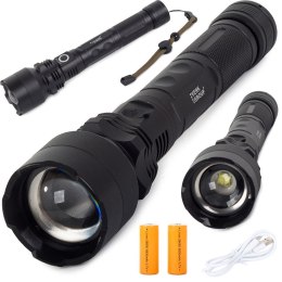Latarka bailong taktyczna mocna led xhp50 zoom usb