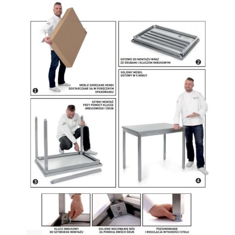 STÓŁ GASTRONOMICZNY PRZYŚCIENNY Z RANTEM I PÓŁKĄ 80X70X85 CM - HENDI 812716 STÓŁ GASTRONOMICZNY PRZYŚCIENNY Z RANTEM I PÓŁKĄ 80X70X85 CM - HENDI 812716