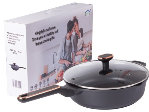 Garnek rondel głęboki z pokrywką indukcja gaz powłoka non stick 4l Garnek rondel głęboki z pokrywką indukcja gaz powłoka non stick 4l
