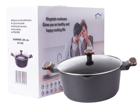 Garnek rondel głęboki z pokrywką indukcja gaz powłoka non stick 7l Garnek rondel głęboki z pokrywką indukcja gaz powłoka non stick 7l