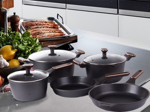 Komplet garnków rondli patelni indukcja gaz non stick premium 8 elementów Komplet garnków rondli patelni indukcja gaz non stick premium 8 elementów