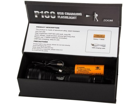 Latarka taktyczna wojskowa bailong zoom led xhp160 Latarka taktyczna wojskowa bailong zoom led xhp160