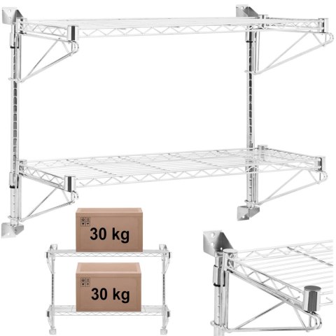 PÓŁKA DRUCIANA ŚCIENNA PODWÓJNA DO 60 KG 90 X 35 X 60 CM