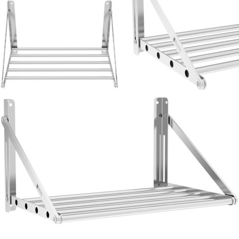 PÓŁKA ŚCIENNA SKŁADANA ZE STALI NIERDZEWNEJ DO 40 KG 60 X 45 CM