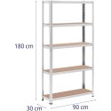 REGAŁ MAGAZYNOWY METALOWY 5 PÓŁEK 875 KG 90 X 30 X 180 CM SZARY 2 SZT.