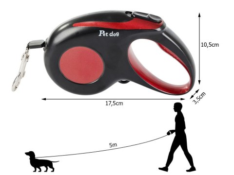 Smycz mocna automatyczna z blokadą dla psa taśma wytrzymała długa 5m 15kg Smycz mocna automatyczna z blokadą dla psa taśma wytrzymała długa 5m 15kg