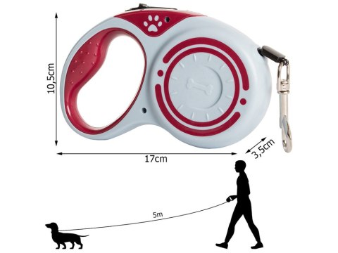 Smycz mocna automatyczna z blokadą dla psa taśma wytrzymała długa 5m 15kg Smycz mocna automatyczna z blokadą dla psa taśma wytrzymała długa 5m 15kg
