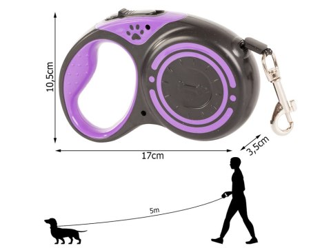 Smycz mocna automatyczna z blokadą dla psa taśma wytrzymała długa 5m 15kg Smycz mocna automatyczna z blokadą dla psa taśma wytrzymała długa 5m 15kg