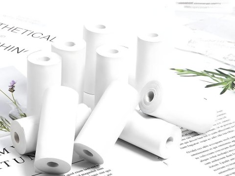 Papier termiczny do mini drukarki samoprzylepny 55 mm 5 rolek szybki druk Papier termiczny do mini drukarki samoprzylepny 55 mm 5 rolek szybki druk