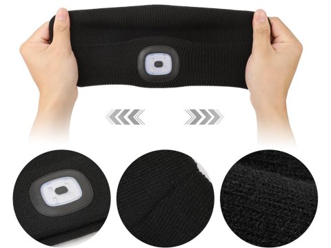 CZAPKA ZIMOWA JESIENNA Z LATARKĄ LAMPKĄ LED CZARNA USB 3 TRYBY ŚWIECENIA CZAPKA ZIMOWA JESIENNA Z LATARKĄ LAMPKĄ LED CZARNA USB 3 TRYBY ŚWIECENIA