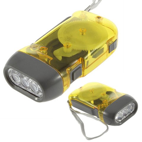 Dynamo latarka kinetyczna 3 led lampka akumulator Dynamo latarka kinetyczna 3 led lampka akumulator