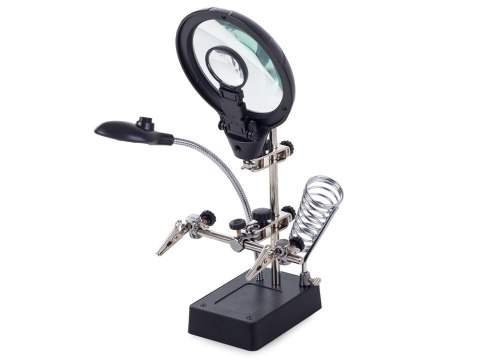 Lupa trzecia ręka 5 led uchwyt 2,5x 90mm lutowania Lupa trzecia ręka 5 led uchwyt 2,5x 90mm lutowania