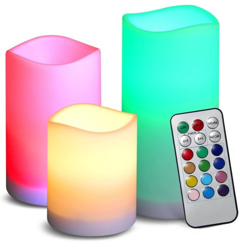 Świeczki świece świeca led rgb pilot 3 szt. 12 kol Świeczki świece świeca led rgb pilot 3 szt. 12 kol