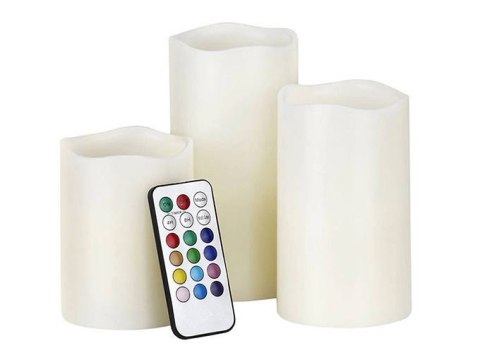 Świeczki świece świeca led rgb pilot 3 szt. 12 kol Świeczki świece świeca led rgb pilot 3 szt. 12 kol