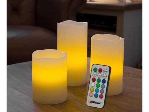 Świeczki świece świeca led rgb pilot 3 szt. 12 kol Świeczki świece świeca led rgb pilot 3 szt. 12 kol