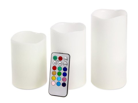 Świeczki świece świeca led rgb pilot 3 szt. 12 kol Świeczki świece świeca led rgb pilot 3 szt. 12 kol
