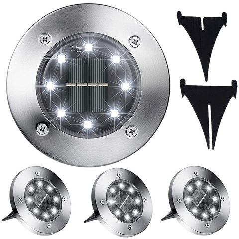 Lampki solarne gruntowe lampa ogrodowa 8 led 4 szt Lampki solarne gruntowe lampa ogrodowa 8 led 4 szt