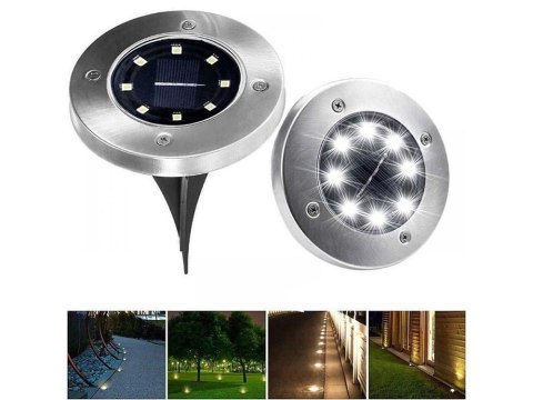 Lampki solarne gruntowe lampa ogrodowa 8 led 4 szt Lampki solarne gruntowe lampa ogrodowa 8 led 4 szt