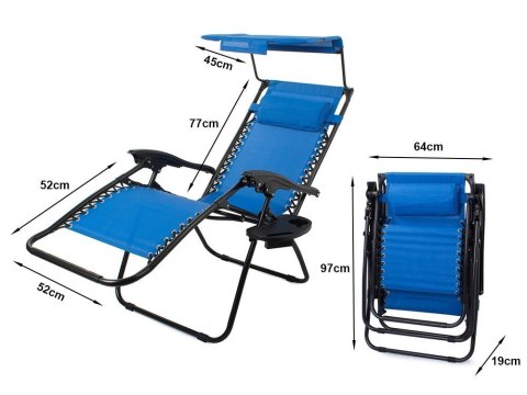 Leżak ogrodowy plażowy składany daszek gravity Leżak ogrodowy plażowy składany daszek gravity