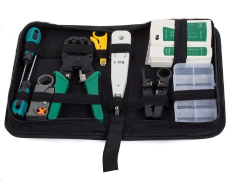 Tester sieciowy zestaw lsa zaciskarka rj45 etui Tester sieciowy zestaw lsa zaciskarka rj45 etui