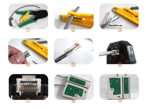 Tester sieciowy zestaw lsa zaciskarka rj45 etui Tester sieciowy zestaw lsa zaciskarka rj45 etui