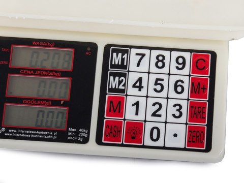 Waga sklepowa elektroniczna kalkulacyjna 40kg 2g Waga sklepowa elektroniczna kalkulacyjna 40kg 2g