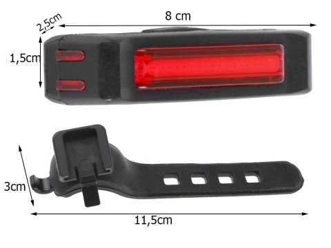 Lampka rowerowa tylna tył usb led cob lampa 100lm Lampka rowerowa tylna tył usb led cob lampa 100lm