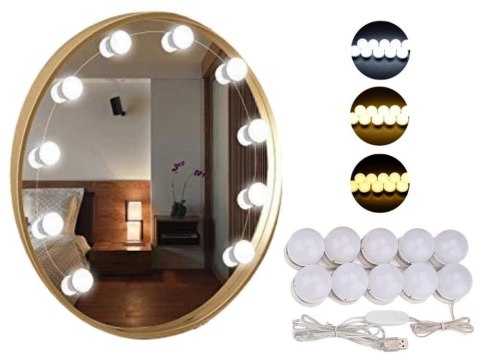 Lampki do lustra toaletki led zestaw makijaż 10szt Lampki do lustra toaletki led zestaw makijaż 10szt
