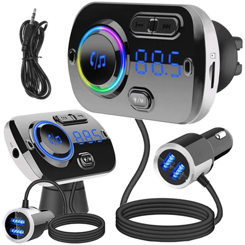 Transmiter fm bluetooth usb 5.0 wielofunkcyjny 8w1 Transmiter fm bluetooth usb 5.0 wielofunkcyjny 8w1