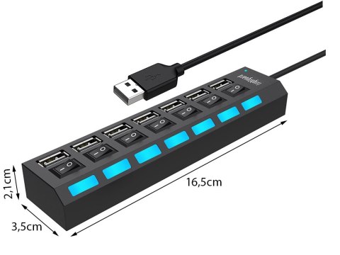 Rozgałęźnik rozdzielacz portów hub usb 7x usb 2.0 Rozgałęźnik rozdzielacz portów hub usb 7x usb 2.0