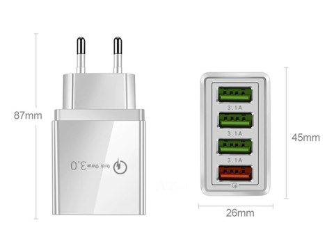 Ładowarka sieciowa szybka 4xusb quick charge 3.0 Ładowarka sieciowa szybka 4xusb quick charge 3.0