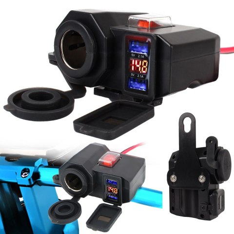 Gniazdo zapalniczki motocykl woltomierz 2x usb Gniazdo zapalniczki motocykl woltomierz 2x usb