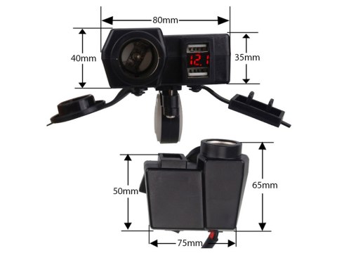 Gniazdo zapalniczki motocykl woltomierz 2x usb Gniazdo zapalniczki motocykl woltomierz 2x usb