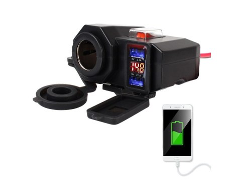 Gniazdo zapalniczki motocykl woltomierz 2x usb Gniazdo zapalniczki motocykl woltomierz 2x usb