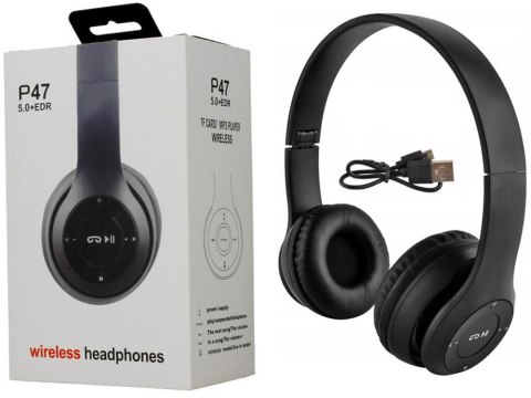 Słuchawki bezprzewodowe p47 bluetooth mikrofon mp3 Słuchawki bezprzewodowe p47 bluetooth mikrofon mp3