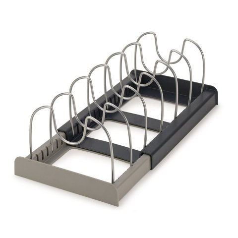 Stojak organizer na patelnie garnki rozsuwany Stojak organizer na patelnie garnki rozsuwany