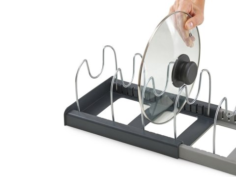 Stojak organizer na patelnie garnki rozsuwany Stojak organizer na patelnie garnki rozsuwany