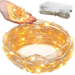 Lampki druciki 100 led na baterie 10m ciepła barwa