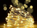 Lampki druciki 100 led na baterie 10m ciepła barwa