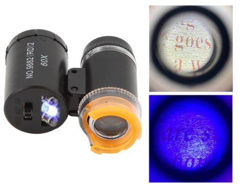 Mikroskop kieszonkowy lupa jubilerska 2 led uv Mikroskop kieszonkowy lupa jubilerska 2 led uv