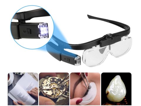 Okulary powiększające podświetlenie led lupa 4,5x Okulary powiększające podświetlenie led lupa 4,5x