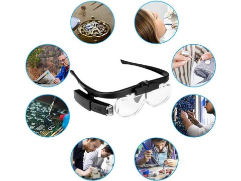 Okulary powiększające podświetlenie led lupa 4,5x Okulary powiększające podświetlenie led lupa 4,5x