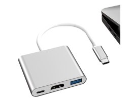 Przejściówka adapter 3w1 hub usb-c usb 3.0 hdmi 4k