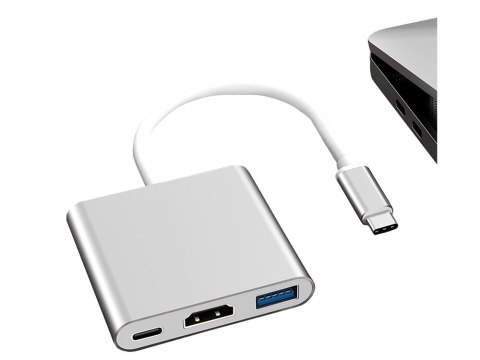 Przejściówka adapter 3w1 hub usb-c usb 3.0 hdmi 4k Przejściówka adapter 3w1 hub usb-c usb 3.0 hdmi 4k