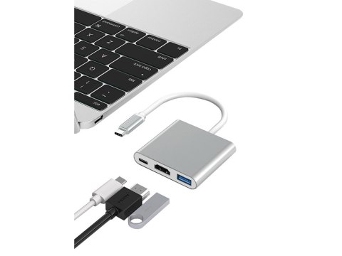 Przejściówka adapter 3w1 hub usb-c usb 3.0 hdmi 4k Przejściówka adapter 3w1 hub usb-c usb 3.0 hdmi 4k