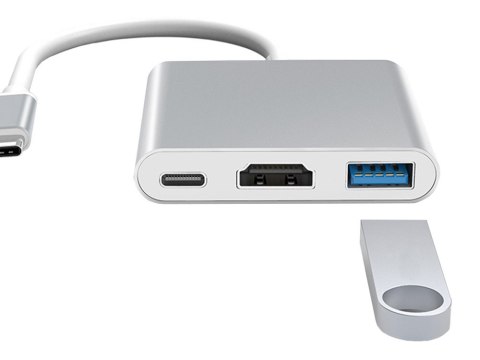 Przejściówka adapter 3w1 hub usb-c usb 3.0 hdmi 4k Przejściówka adapter 3w1 hub usb-c usb 3.0 hdmi 4k
