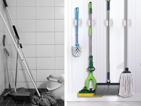 Wieszak samoprzylepny uchwyt na szczotkę mop kija Wieszak samoprzylepny uchwyt na szczotkę mop kija